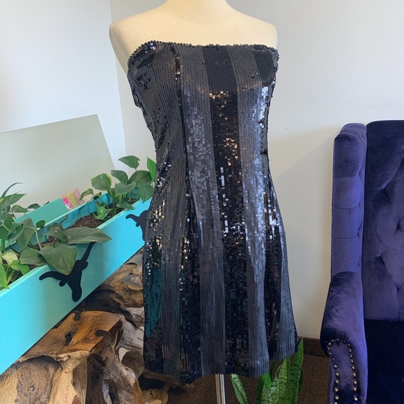 ABS Allen Schwartz Sequins Strapless dress - Picture 2 of 8